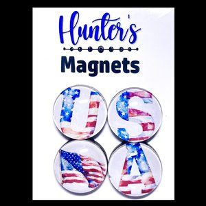 Set of 4 Magnets - USA & Flag Glass Refrigerator Kitchen Whiteboard 07036